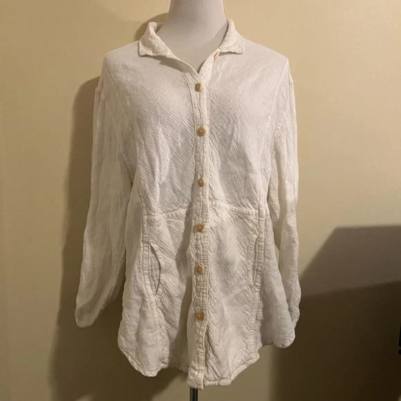 Flax White Linen Top, size small - Picture 3 of 5